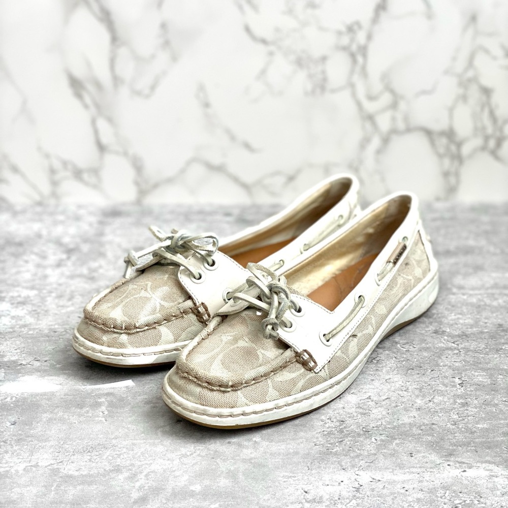 Coach Beige and White Boat Shoes